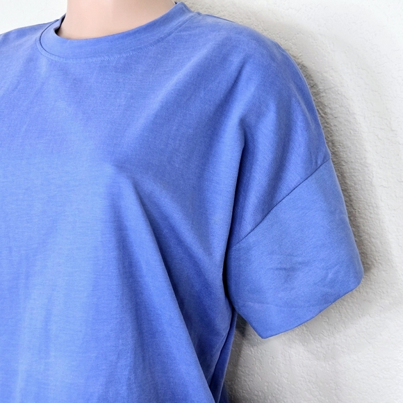 COS Oversized Heavy Cotton T-shirt Dress Size XS Cornflower Blue Crew Neck - Picture 2 of 6